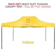 Yellow 10x15 Feet Full Set PVC Canvas Heavy Duty Folding Canopy Tent Kanopi Bazar Pasar Malam Tent
