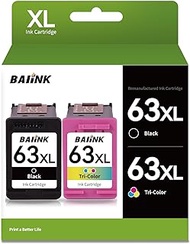 BAIINK 63XL Ink Cartridges Black and Color Replacement for HP Ink 63 XL Work with HP Officejet 3830 4650 4652 4655 5200 5252 5255 5258 Envy 4520 4510 4512 Deskjet 1110 1112 2130 2132 3630 3632 Printer