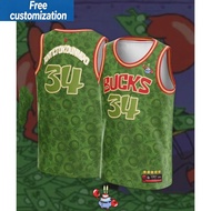 New Mr. Krabs Giannis 34 Bucks Basketball Jersey Men Sleeveless Breathable Sports Vest For Training 