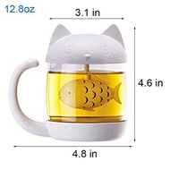 Caliamary Glass Drinking Cup Tea Mug with Fish Tea Infuser