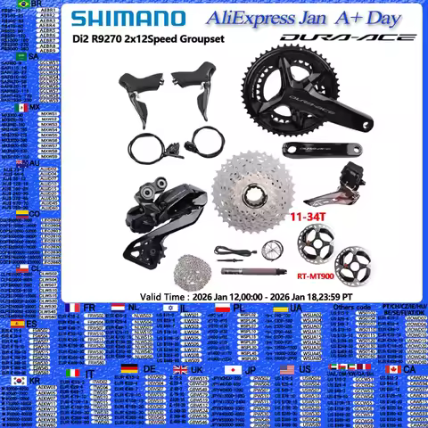 Shimano Di2 Dura Ace R9270 2x12 Speed Hydraulic Disc Brake Set R9200 Crankset FD RD-R9250 Battery DN