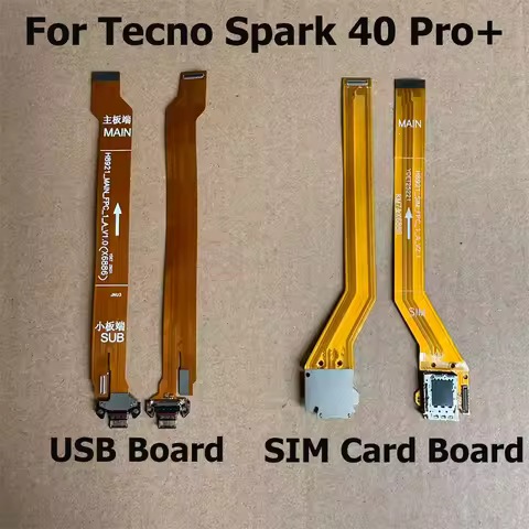 New For Tecno Spark 40 Pro+ Pro Plus USB Charging Dock Board SIM Card Reader Socket Board Connector 