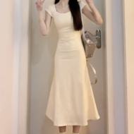 Womens Dress 2024 Autumn New Versatile Slimming Casual Wrap Hip Long Dress