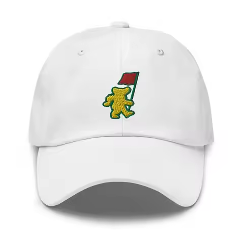 Grateful Dead Dancing Bear Hat Dad Augusta Cap Golf White