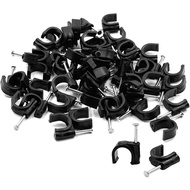 100PCS PE Plastic 6.35mm Circle Cable Clip C Shaped High Carbon Steel Nails Cable clips Wire Wall ho