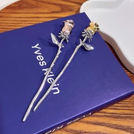 Ins Rose Hairpin National Trendy Design Sense Metal Flower Sense Hairpin National Style Headdress E0