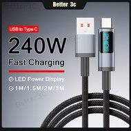 USB/Type C to Type C Fast Charging Cable 240W High Power Phone Charger Cord Woven Anti-Breaking Data