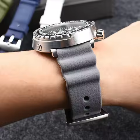 Lengthening Silicone Replace 22mm Watchband for Seiko Canned Sne537 545 499 Srpa83j1 Litchi Texture 