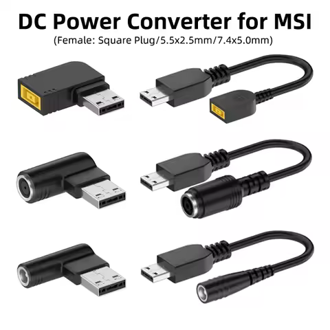 5.5x2.5 7.4x5.0mm Square Female Jack Dc Power Supply Adapter Converter for MSI GP76 GE66 GP66 280W L