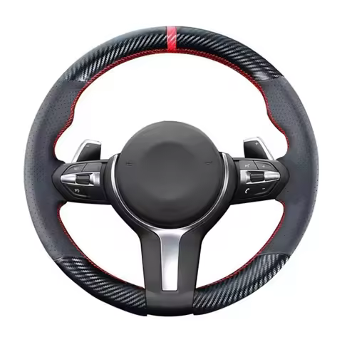 DIY Stitching Carbon Fiber Leather Steering Wheel Cover For BMW M3 M4 M5 M6 M240i X2 M35i X5 M X6 M