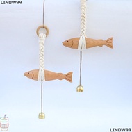 LINDW99 Wood Fish Decors, Hangable Design Coastal Style Wooden Fish Pendant, Decorative with Bell 16