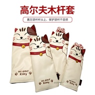 Golf Wood Cover Lucky Cat Club Cover No. 1 Wood No. 3/5 Wood UT Wood Club Cover PU Waterproof 3/4 Pc