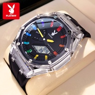 PLAYBOY Jam Tangan Lelaki Original Waterproof Silicon Luminous Electronic Y2K Sports Black Digital W