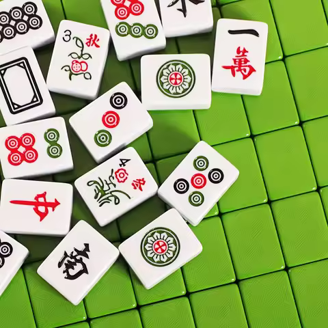 Hand-spoke mahjong set, large size (40mm), 144 Mahjong game set and suitcase (Mahjong) high resin Ma