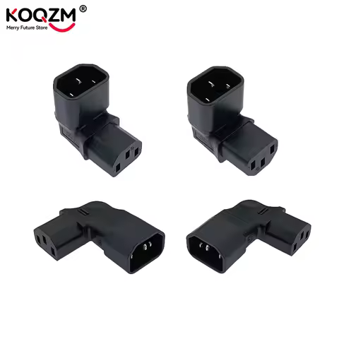 1pc 10A 3 Pin IEC Connector Down UP 90 Angled IEC 320 C14 Male To C13 Female Power Adapter AC Plug F