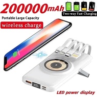 Wireless Magnetic Power Bank 200000mah, Fast Charging, Portable, Built-in Cable, Three In One Durabl