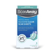 ScarAway Advanced Clear Silicone Scar Sheets Grade Silicone Strips (1.5" x 3") Scar Treatment and Pr