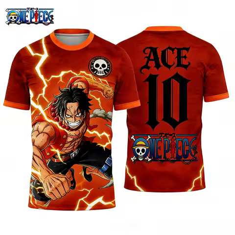 Summer 2026 One Piece Potecas D. Astell "Flame Lightning" Sport 3D Print Breathable Quick-Drying T-s