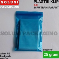 ISI 100PCS PLASTIK KLIP BIRU TRANSPARAN 25GR-KEMASAN KOPI-SACHET-BAG ZIPLOCK-PLASTIK AKSESORIS HP-PL