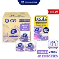 ❁Vinda Prestige 4D Deco Embossed Toilet Tissue (27 Rolls) FREE Vinda Prestige 4D Deco Embossed Facia