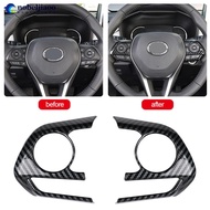 NOBELJIAOO 2Pcs Car Steering Wheel Button Panel Cover Trim Sticker For Toyota RAV4 2019 - 2021 RAV 4