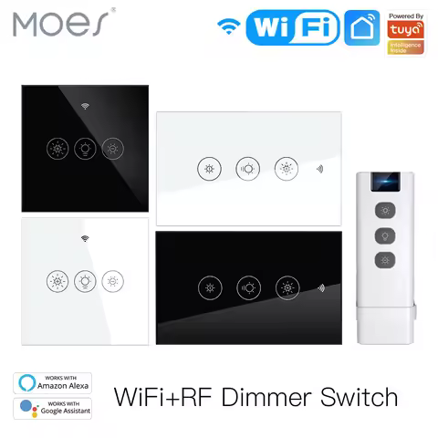 MOES New WiFi RF Smart Light Dimmer Switch 2/3Way Smart Life/Tuya APP Control Works with Alexa Googl