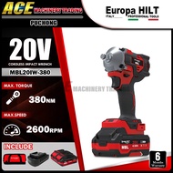 [ EUROPA HILT ] 20V CORDLESS BRUSHLESS IMPACT WRENCH (MBL20IW-380) /Bateri Gun Buka Tayar Bateri Gun