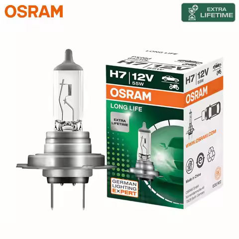 OSRAM LONG LIFE H7 Car Halogen Headlight Original Auto Lamp PX26d 12V 55W More Durable 3200K White S