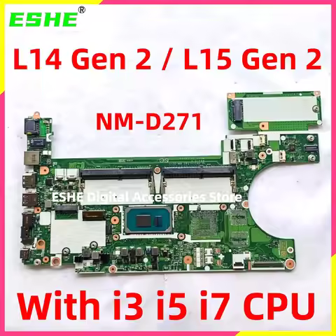 For Lenovo ThinkPad L14 Gen 2 L15 Gen 2 Laptop Motherboard With I3 I5 I7 CPU 5B21A12893 NM-D271 Moth