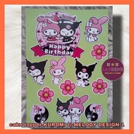 Cake Topper KUROMI AND MELODY DESIGN 1 Ready Stock