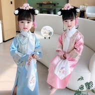 National Trendy Girls Cheongsam Ancient Costume Grid Costume Children's Photo Kindergarten Grid Cost