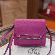 90%NEW USED HERMES MINI ROULIS 玫瑰粉銀扣鴕鳥皮 L3 ROSE PURPLE OSTRICH #愛馬仕豬鼻包