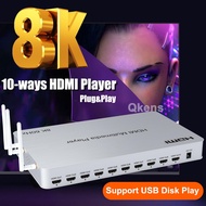 H.265 8K 60Hz 10 Port HDMI Media Player Muitimedia Box USB 3.0 Video Player Andriod 10.0 2K 4K HDMI Wifi USB Player 1 In 10 Out