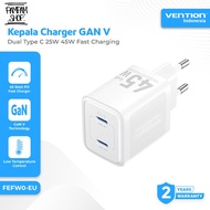 VENTION FEFW0-EU Charger Head Adapter GAN V Technology Dual Type C 45W Super Fast Charging PD Power 