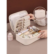 A Multi-Layer, Large-Capacity, Detachable Makeup Bag, Leather Imitation Travel Cosmetic Storage Box,