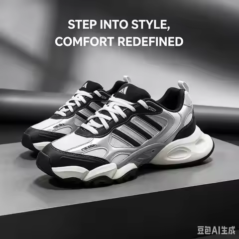 Adidas XLG Runner Silver Black Retro Chunky Dad Sneakers Breathable Cushion Running Shoes IH0429