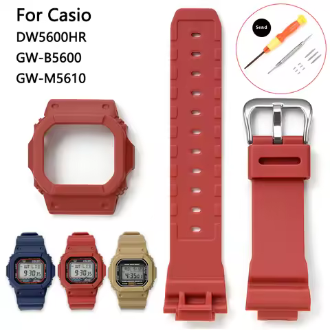 Silicone Band+Watch 2026 for Casio DW5600/5610 DW5600HR/GW-M5610/GWB5600 Gshock Strap Sport Replacem