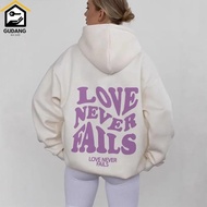 LOVE NEVER FAILS Women's Hooded Hoodie Spring Autumn Harajuku Loose Oversized Hoodie SML XL 2XL 3XL 