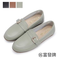 Fufa Shoes [Fufa Brand] Side Square Buckle Genuine Leather Loafers Commuter Flat Girls Bag Casual Lazy