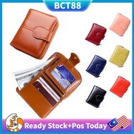 READY STOCK Fashion Women's Short Purse Oil Wax Leather Zip Purse Ladies Card  wallet 2WB580