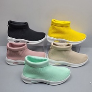 Autumn Winter New Style Heightening Socks Boots Elastic Knitted Women's Shoes Boots Mid-tube Socks S