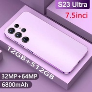 【Real COD】S23 Ultra 5G New Mobile Phone Quality Assurance RAM 12GB + ROM 512GB Original Student Learning Dual SIM Dual Standby Cheap Android Smartphone 6800 mAh 7.5 Full Screen