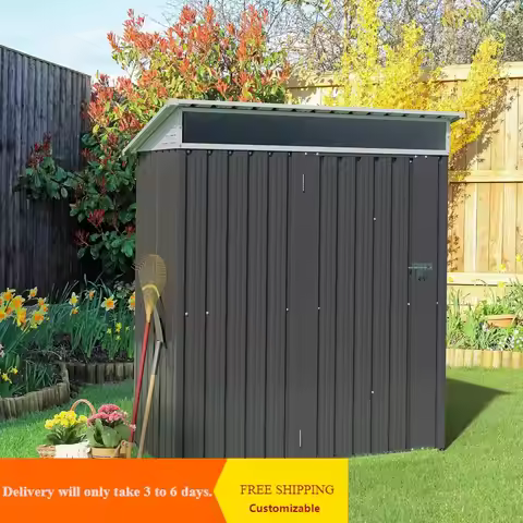 5 x 3 x 6 FT Outdoor Storage Shed Clearance, Metal Garden Shed with Large Window and Lockable Door,