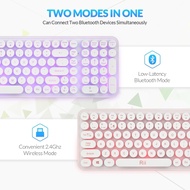Rii Wireless Typewriter Style Gaming Keyboard, Multi-Device Connections（ Dual BT+2.4G） 7-Color RGB B
