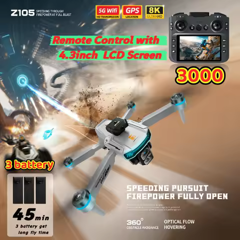 Z105 Drone with 4.3 Inch Screen 4K8K Dual Camera Brushless Motor Optical Flow Positioning Obstacle A