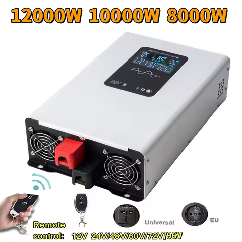 Pure Sine Wave Inverter 96V 12000W 10000W Portable Power Bank Solar Inverter DC 24V 48V 60V 72V 12V 