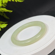 和田玉若羌黃口手鐲59MM 老料圓條黃玉手環 附證書 溫潤細膩密致