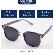 P28229 54 C6 Translucent Grey Square-Frame Polarized Sunglasses (Unisex)