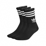 adidas Socks Mid Cut Men Women Style Black Three-Piece Stockings Mid-Stockings Striped Clover [ACS] 