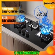 3 year warranty🔥dapur gas kaca/9KW+2.5KW+9KW tempered glass gas stove 3 burner built in+Desktop 2in1